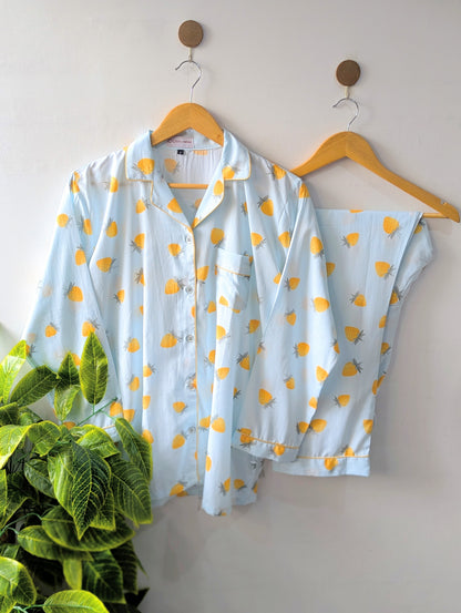 Sky Pineapples Linen PJ Set