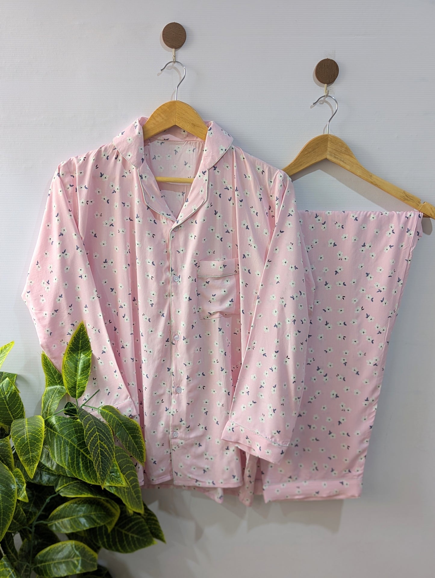 Baby Pink Floral Linen PJ Set