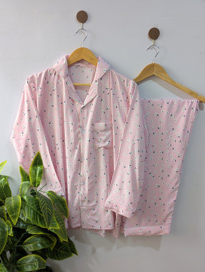 Baby Pink Floral Linen PJ Set