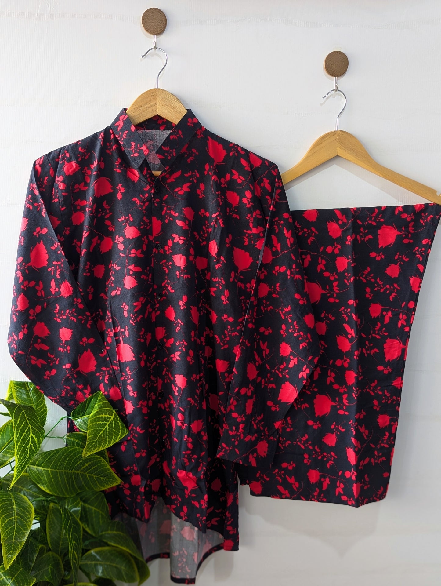 Black & Red Petals Co-ord Set