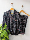 Black & Pink Petals Linen PJ Set