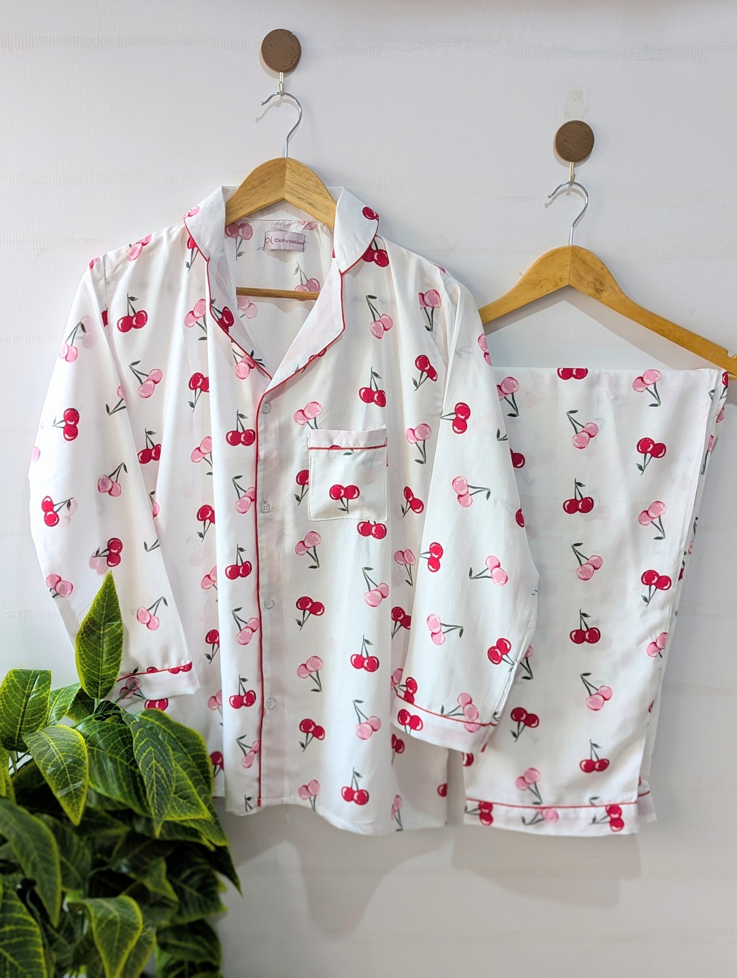 White Cherry Linen PJ Set