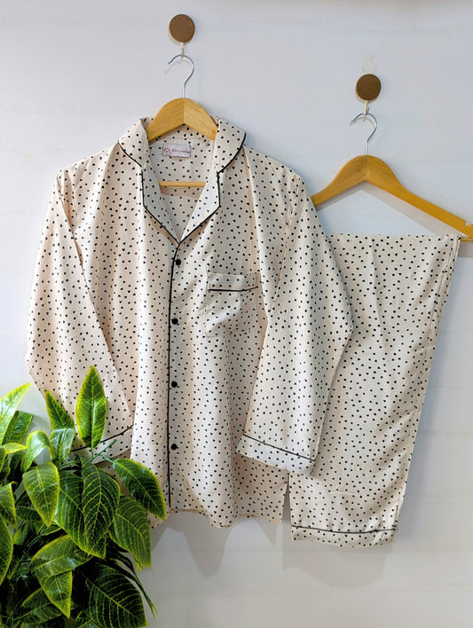 Little Black Hearts Linen PJ Set