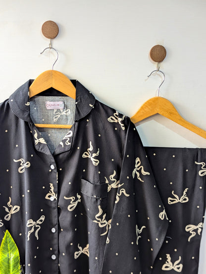 Black Bows Linen PJ Set
