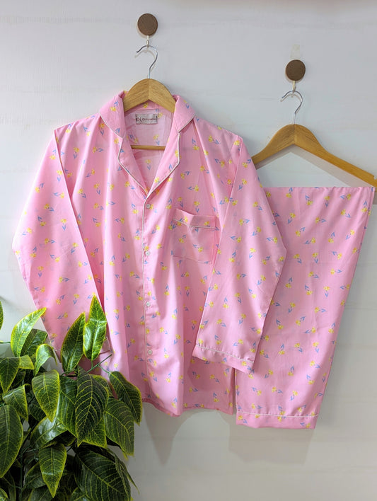 Baby Pink Floral Linen PJ Set