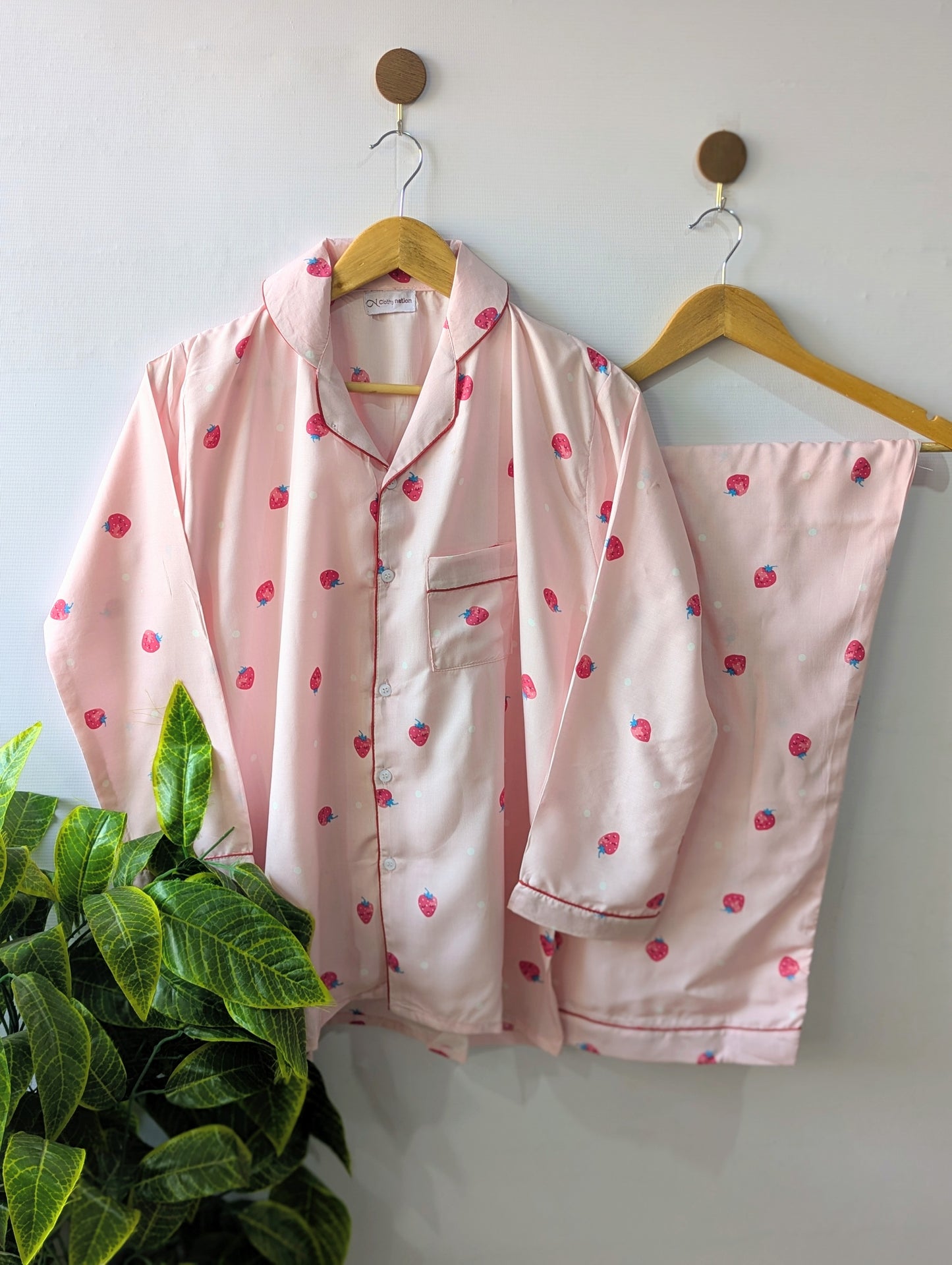 Pink Strawberry Linen PJ Set