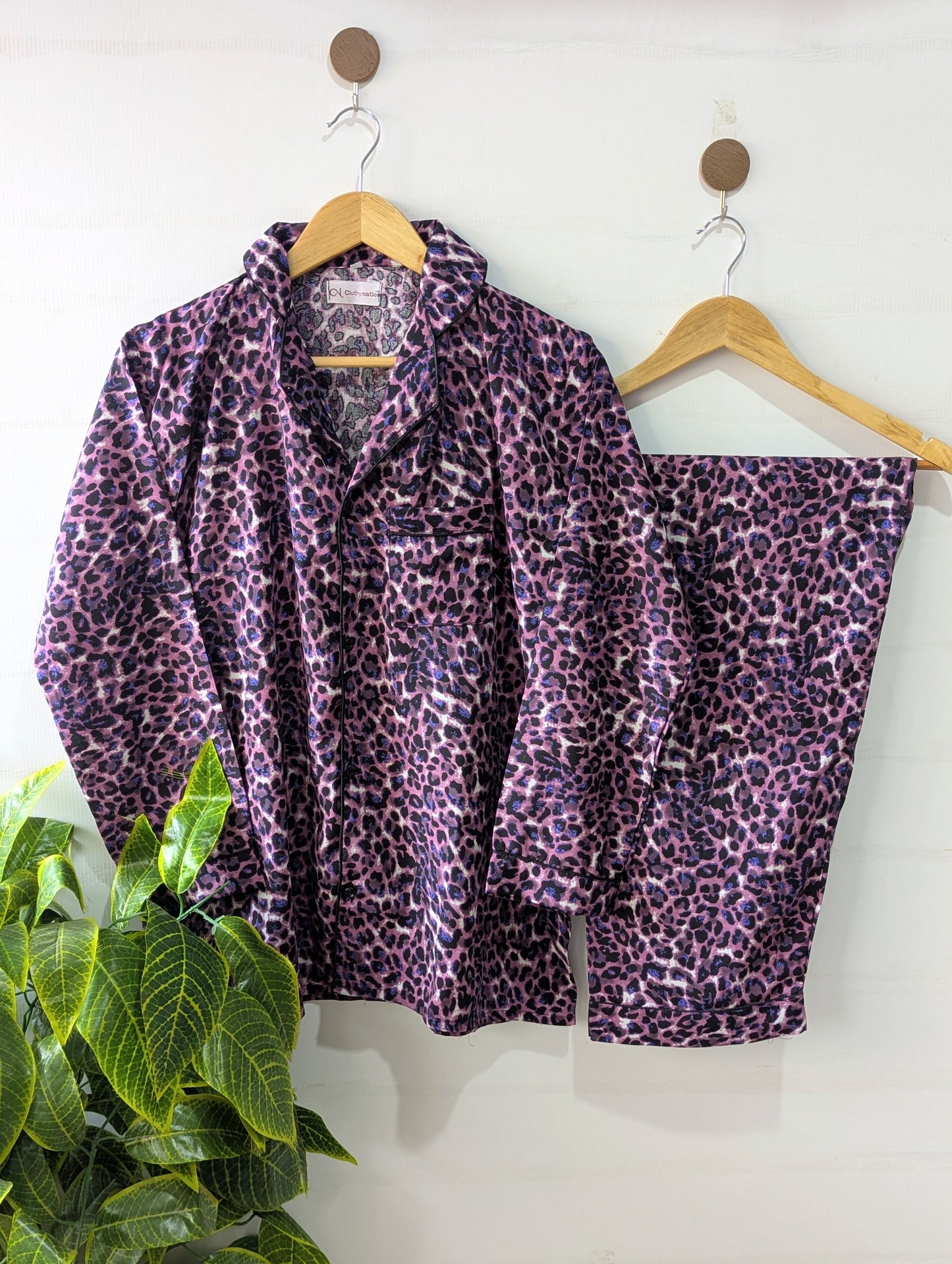 Pink Leopard Linen PJ Set