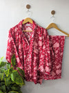 Red & Pink Floral Linen PJ Set