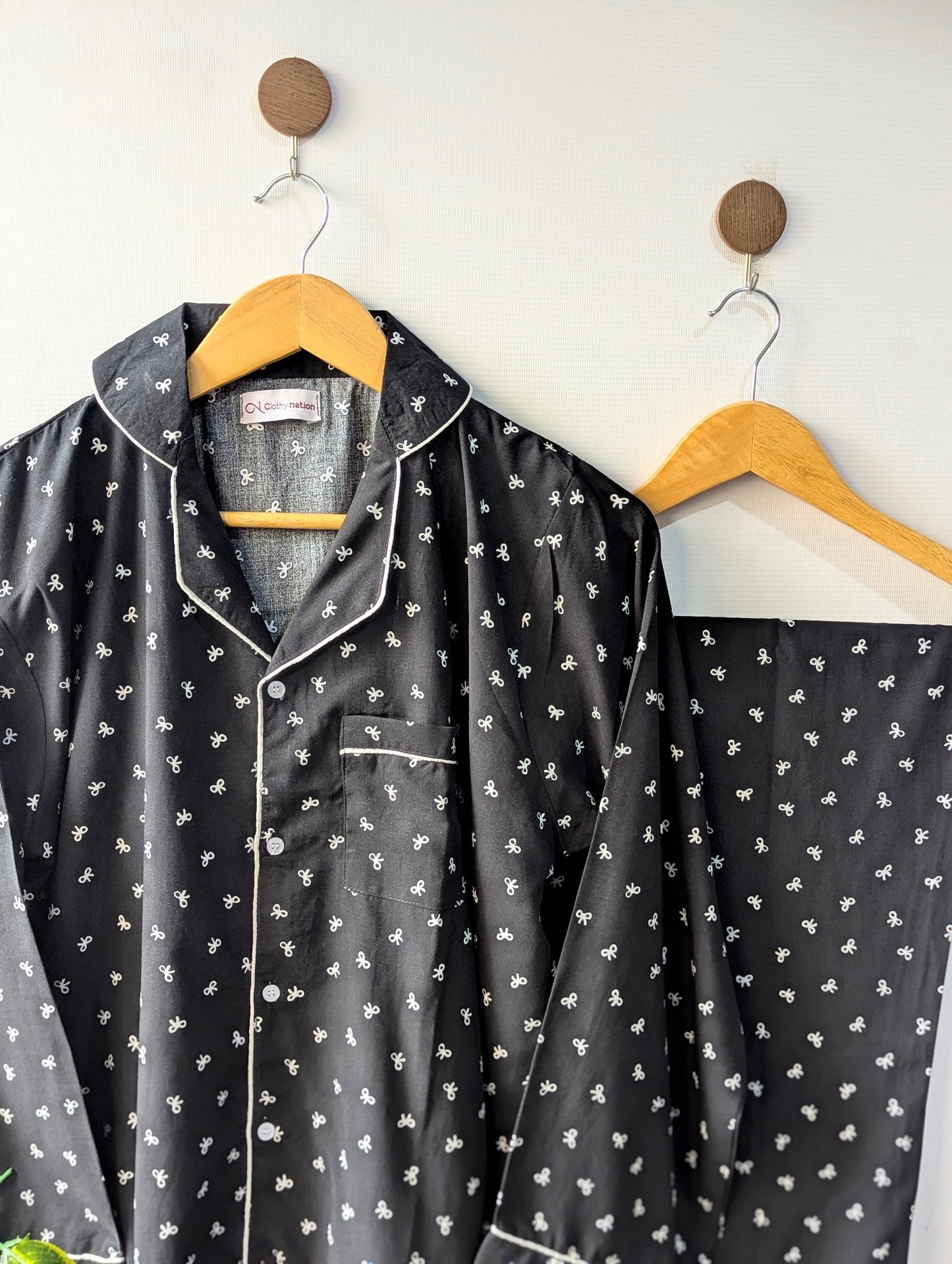 Black Little Bows Linen PJ Set