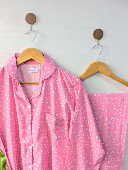 Pink Little Hearts Linen PJ Set
