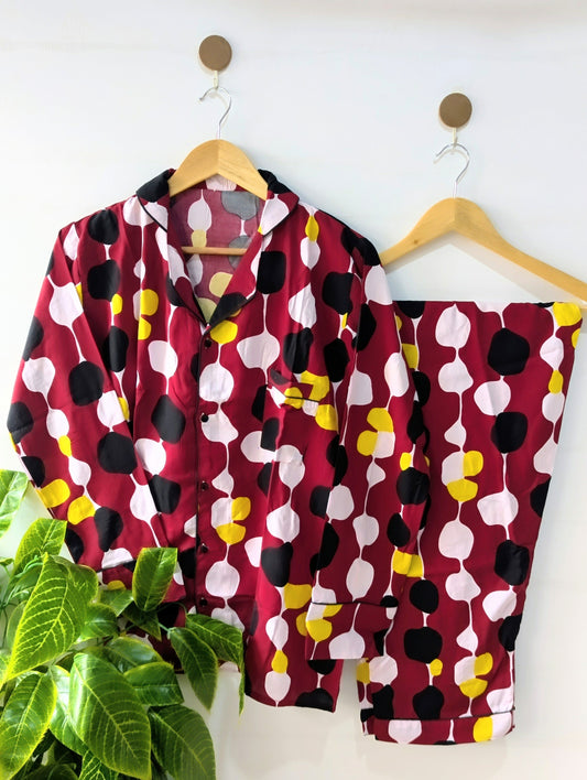 Maroon Pop Linen PJ Set
