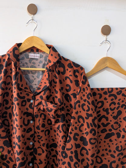Brown Leopard Linen PJ Set