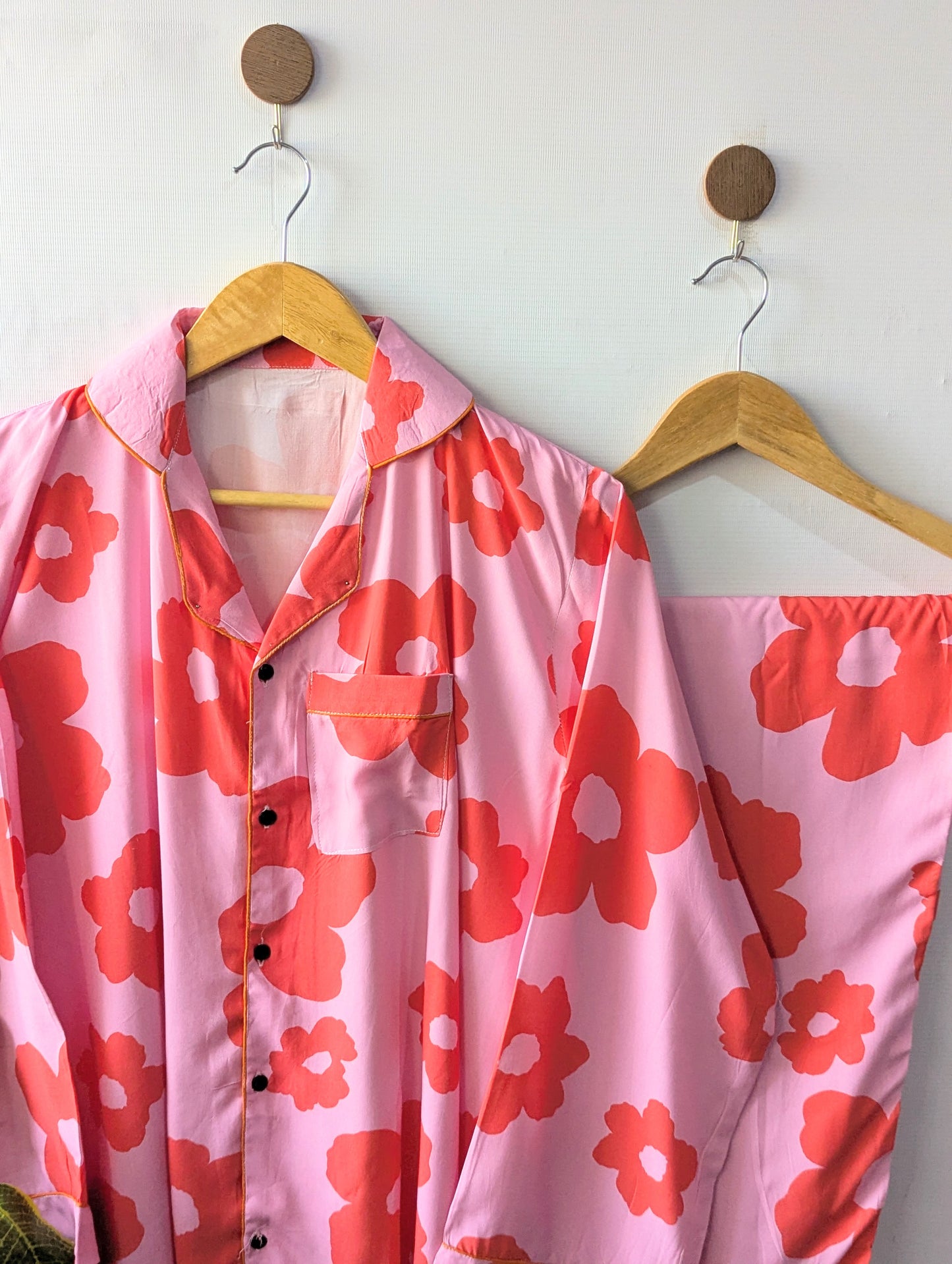 Pink Daisy Linen PJ Set
