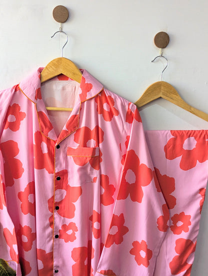 Pink Daisy Linen PJ Set