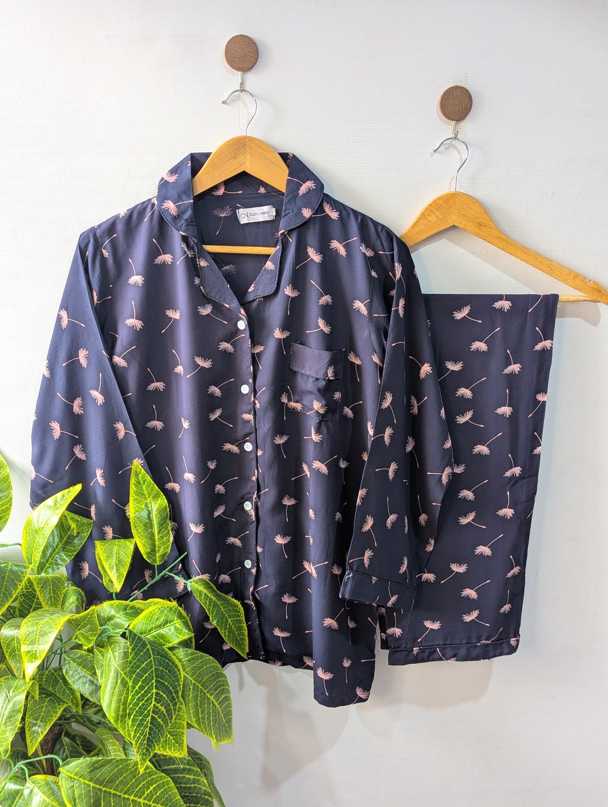 Navy Petals Linen PJ Set