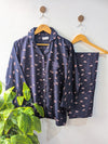 Navy Petals Linen PJ Set