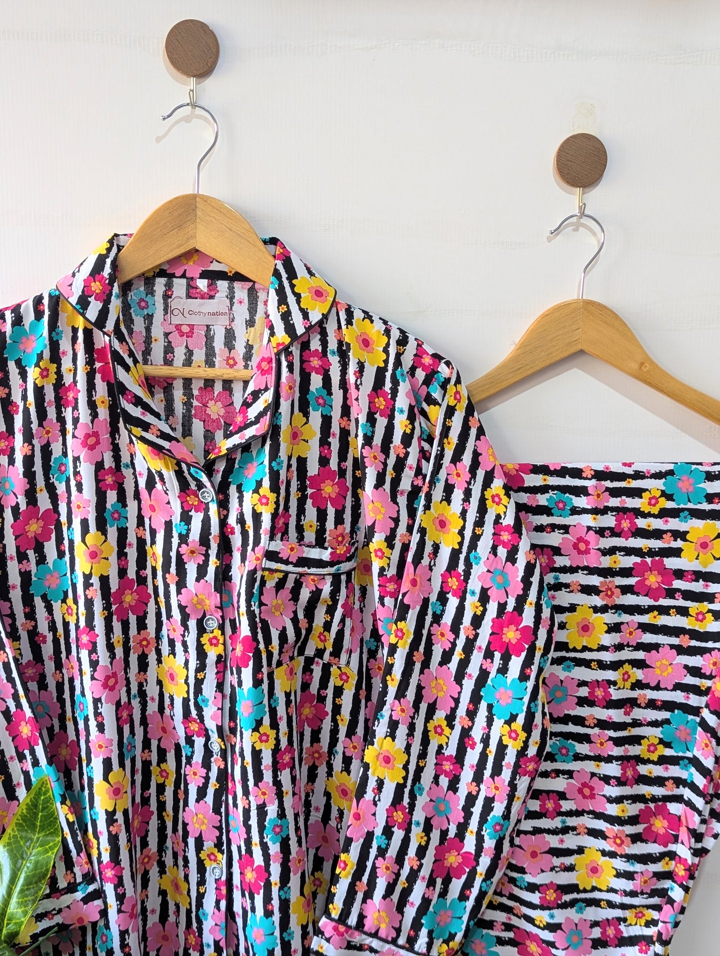 Floral Stripe Linen PJ Set