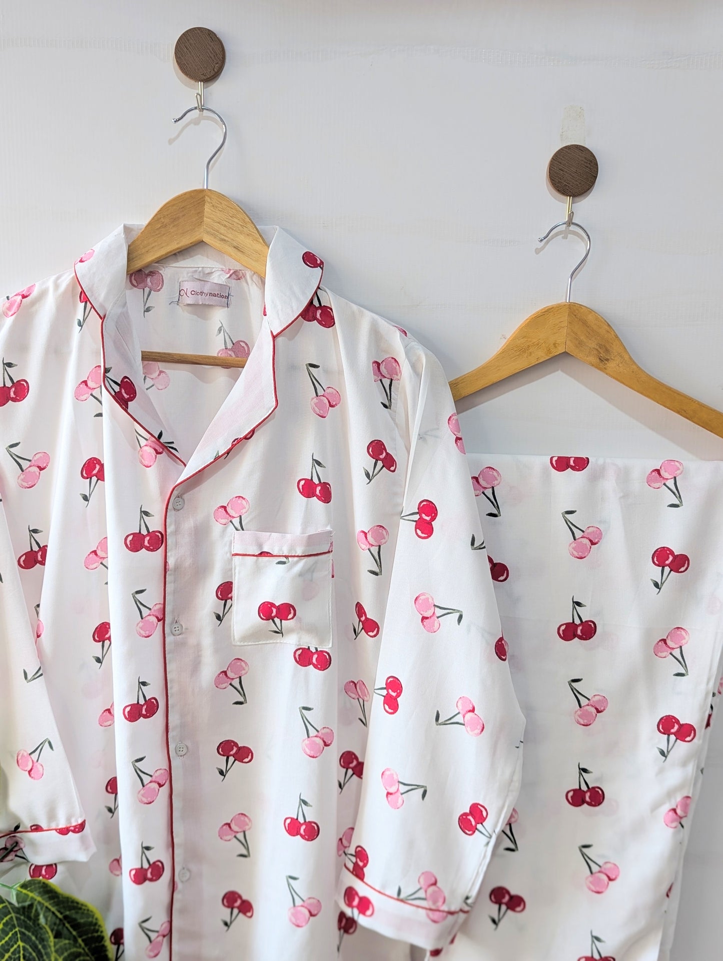 White Cherry Linen PJ Set
