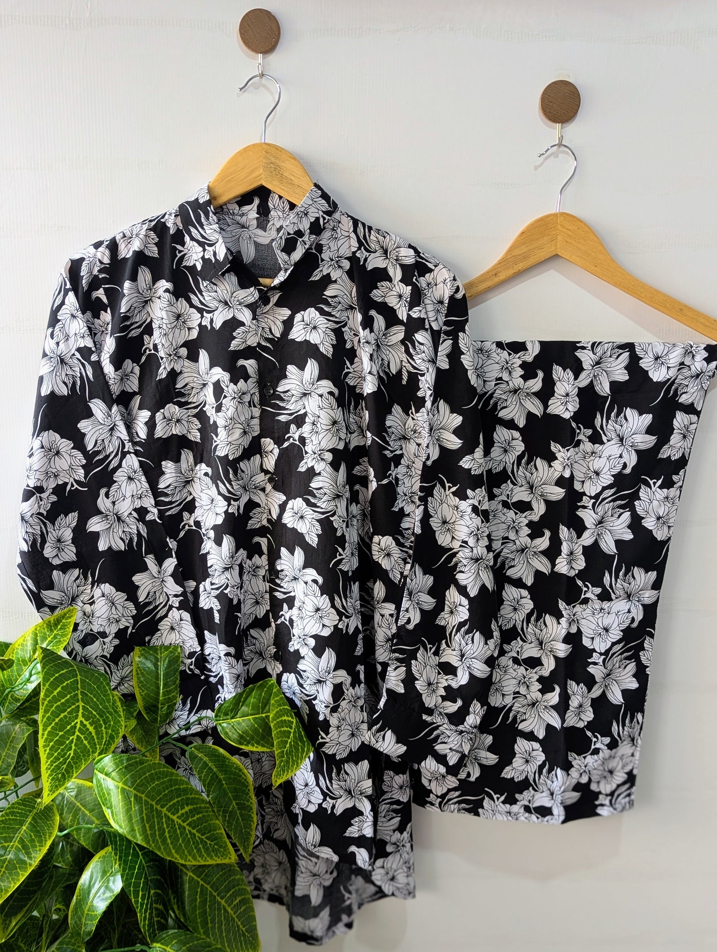 White & Black Florals Co-ord Set