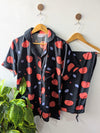 Strawberry Nights Linen PJ Set - Half Sleeves