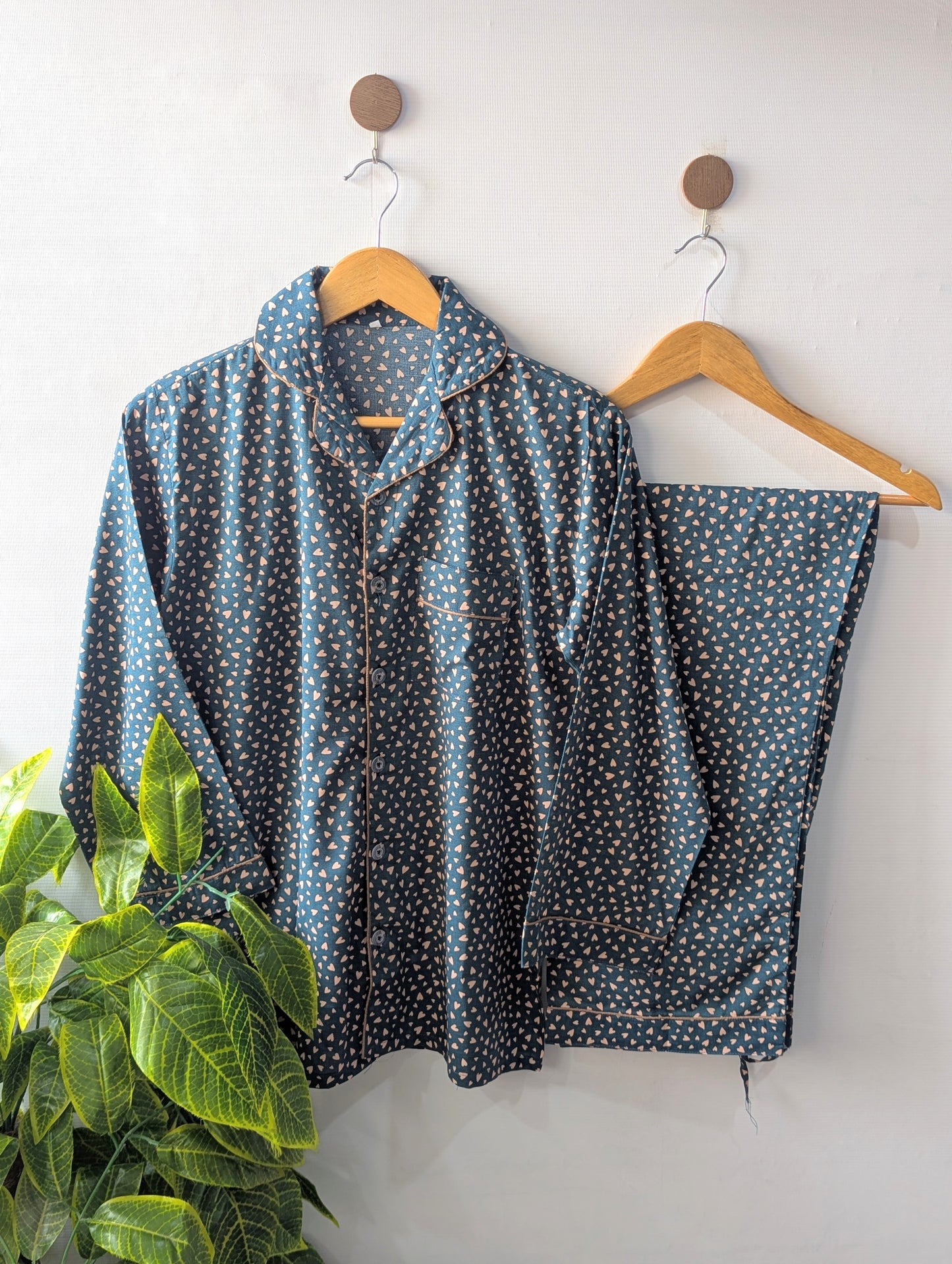 Green Hearts Linen PJ Set