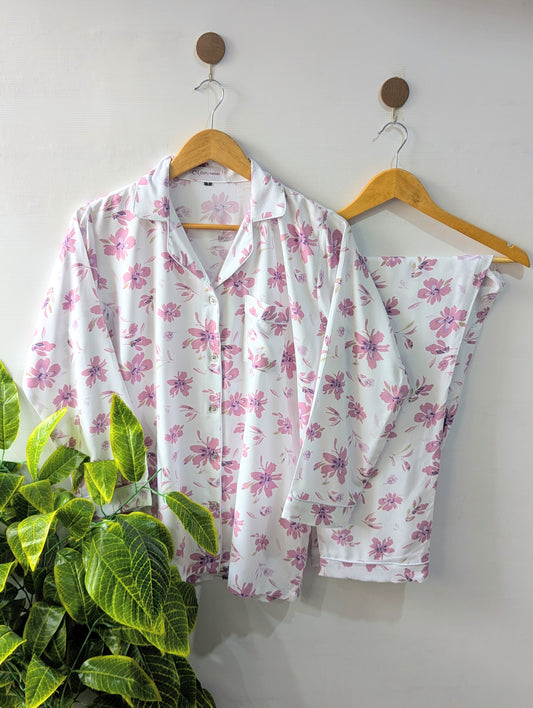 Lilac Florals Linen PJ Set