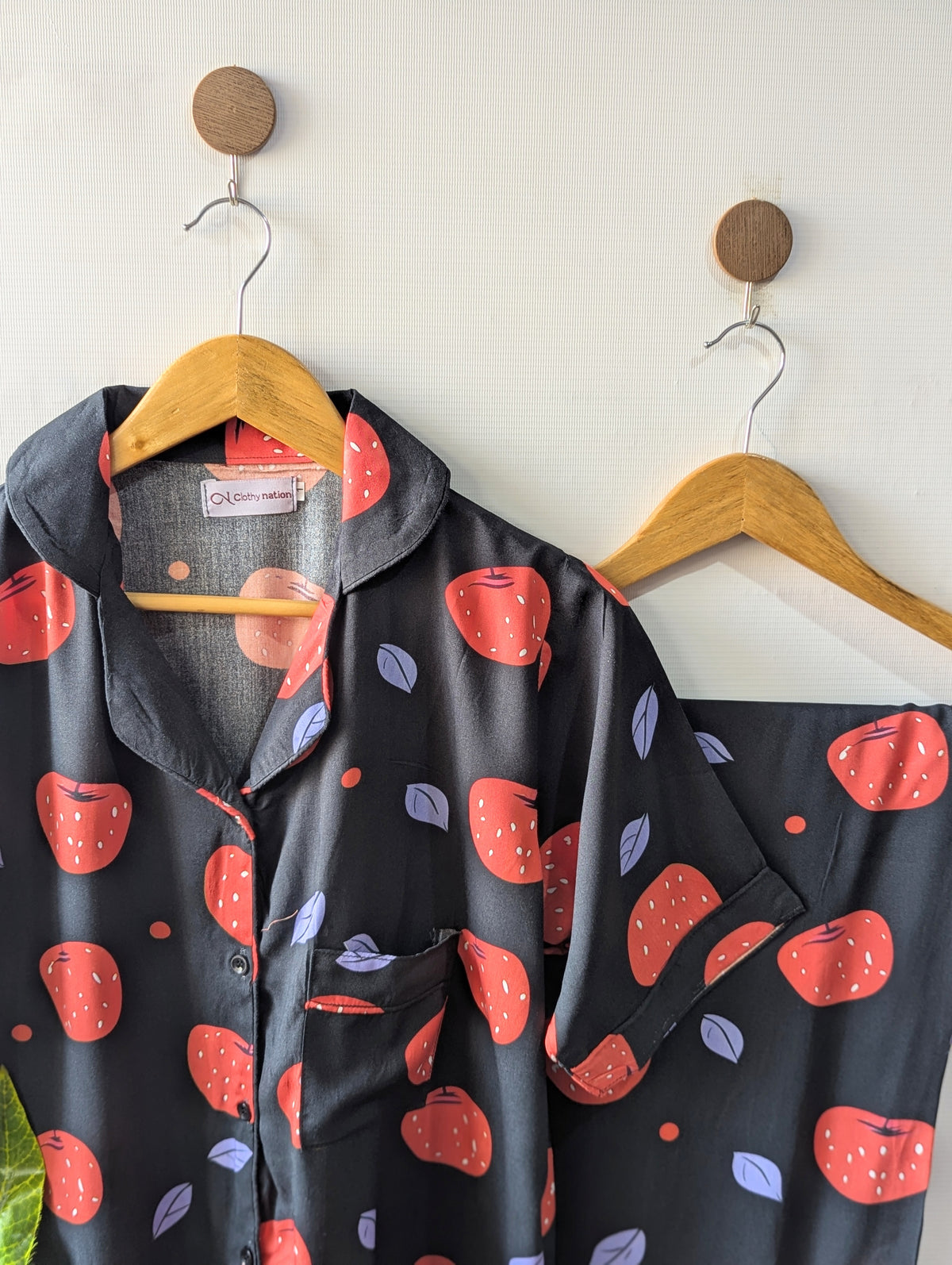 Strawberry Nights Linen PJ Set - Half Sleeves