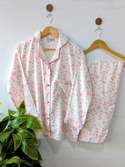 Little Pink Flowers Linen PJ Set