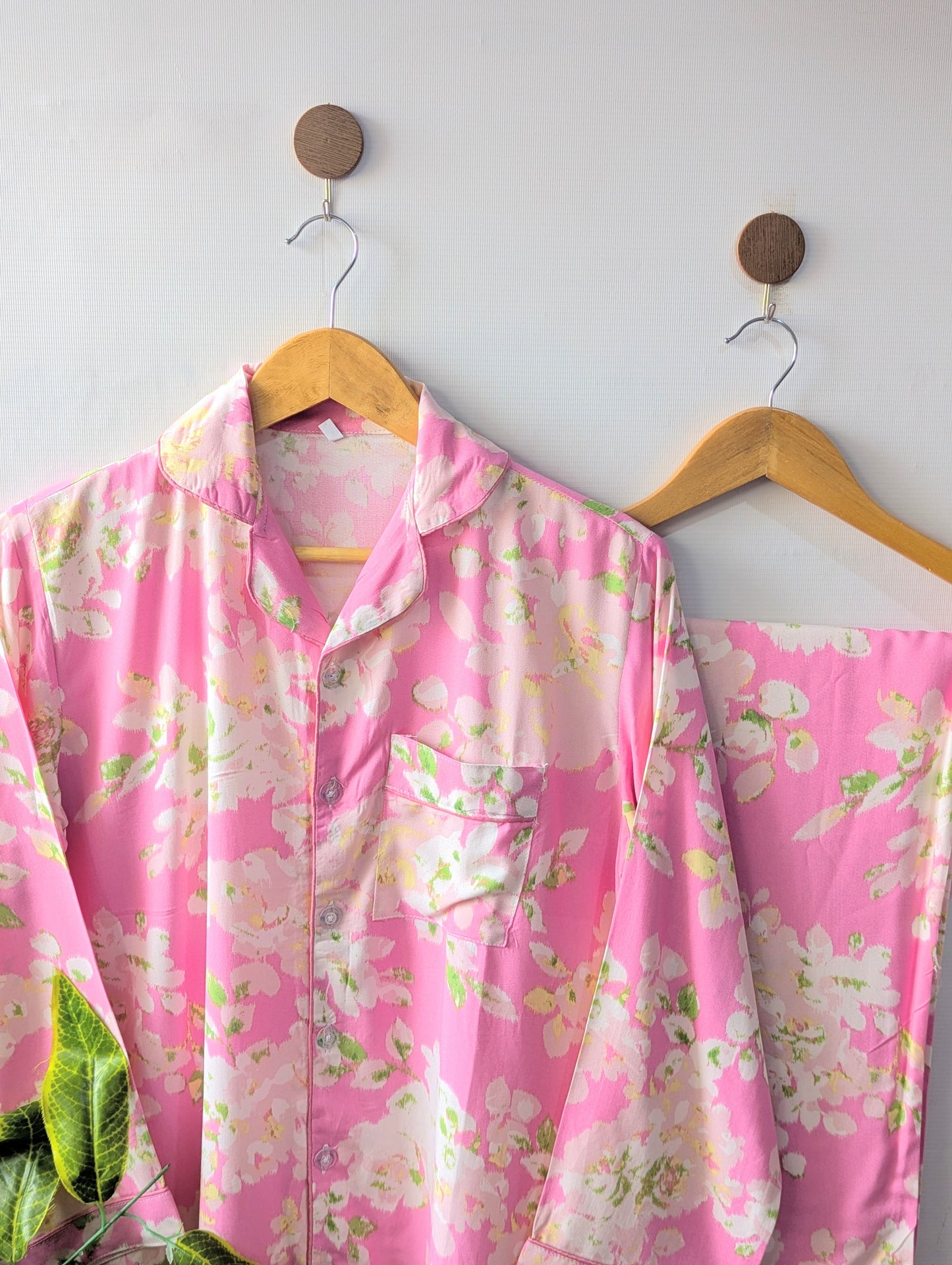Pinkish Florals Linen PJ Set