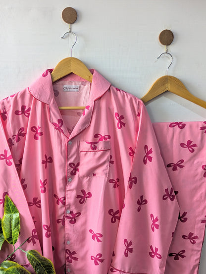 Pink Bows Linen PJ Set
