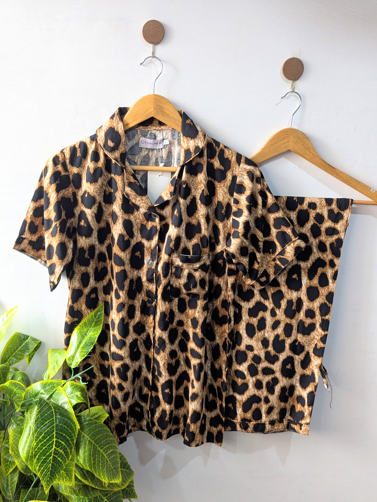 Leopard Linen PJ Set - Half Sleeves