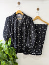 Black Floral Linen PJ Set