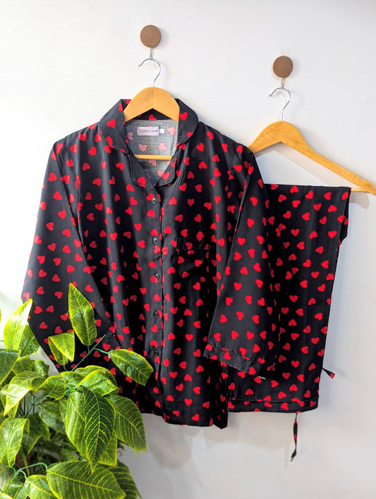 Red Hearts Linen PJ Set