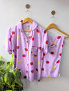 Lilac Starberries Linen PJ Set - Half Sleeves
