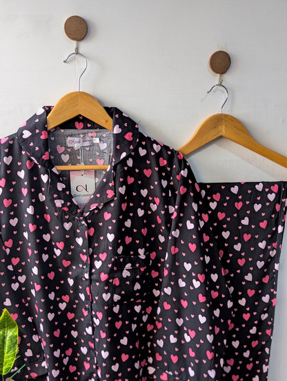 Pink Dreamy Hearts Linen PJ Set