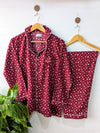 Maroon Hearts Linen PJ Set