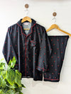 Black Red Cherry Linen PJ Set