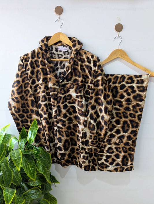 Cheetah Print Linen PJ Set