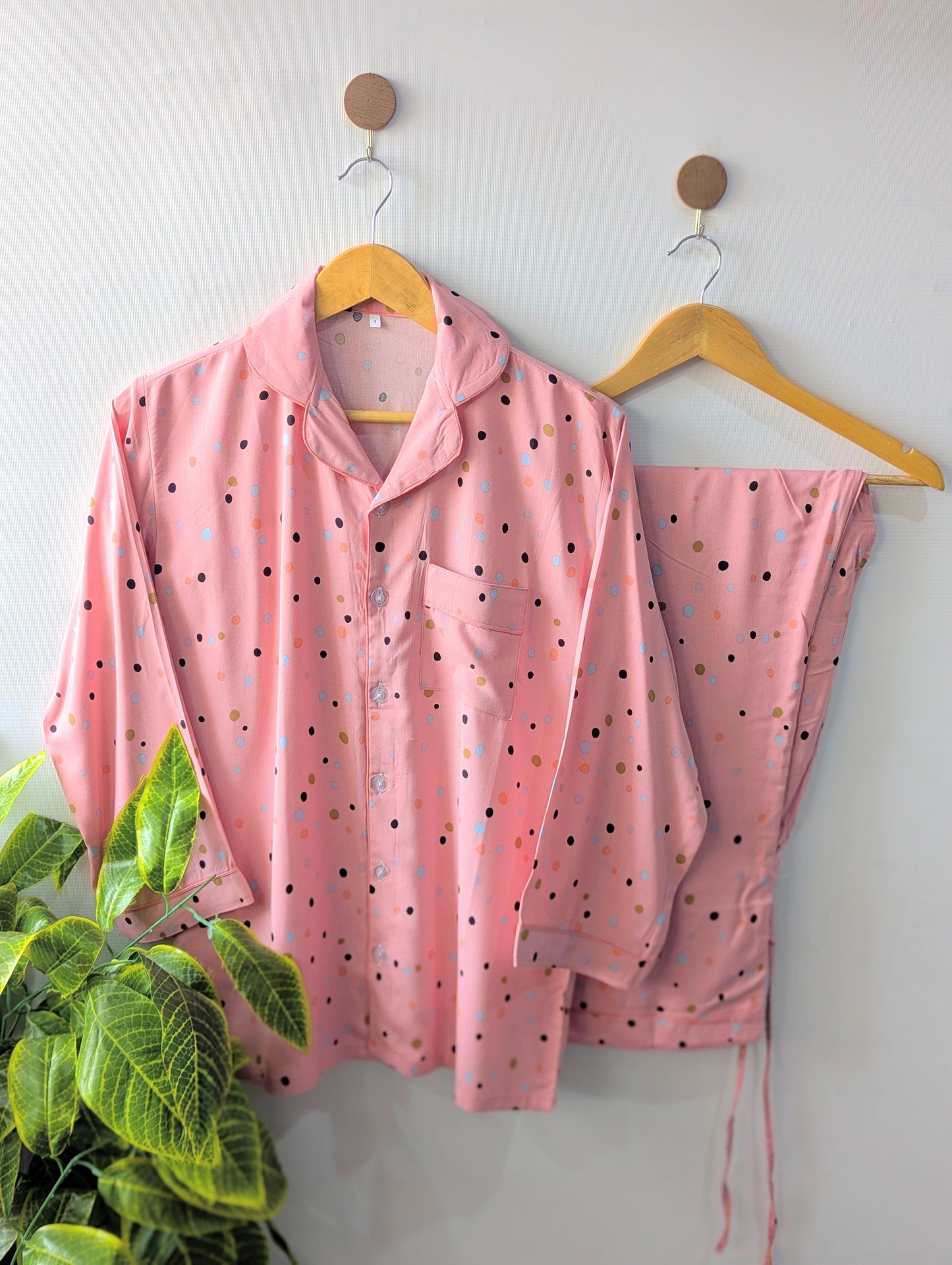 Pink Polka Dots Linen PJ Set