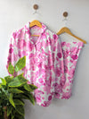 Pink & White Floral Linen PJ Set