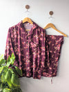 Maroon Florals Linen PJ Set