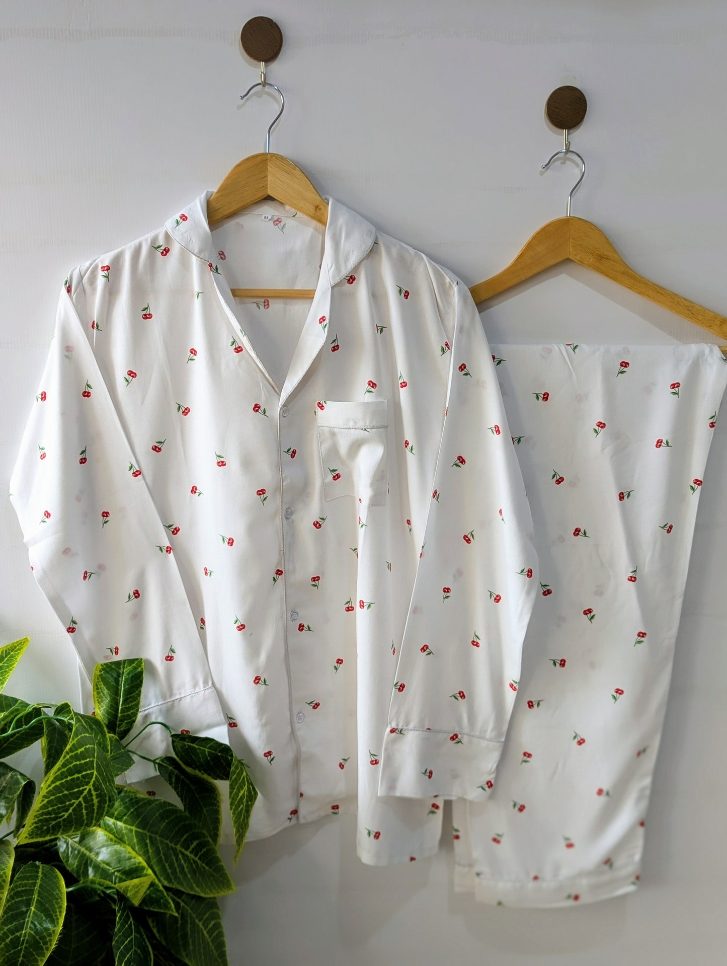 White Cherry Linen PJ Set