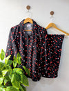 Black Little Hearts Linen PJ Set