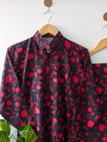 Black & Red Petals Co-ord Set