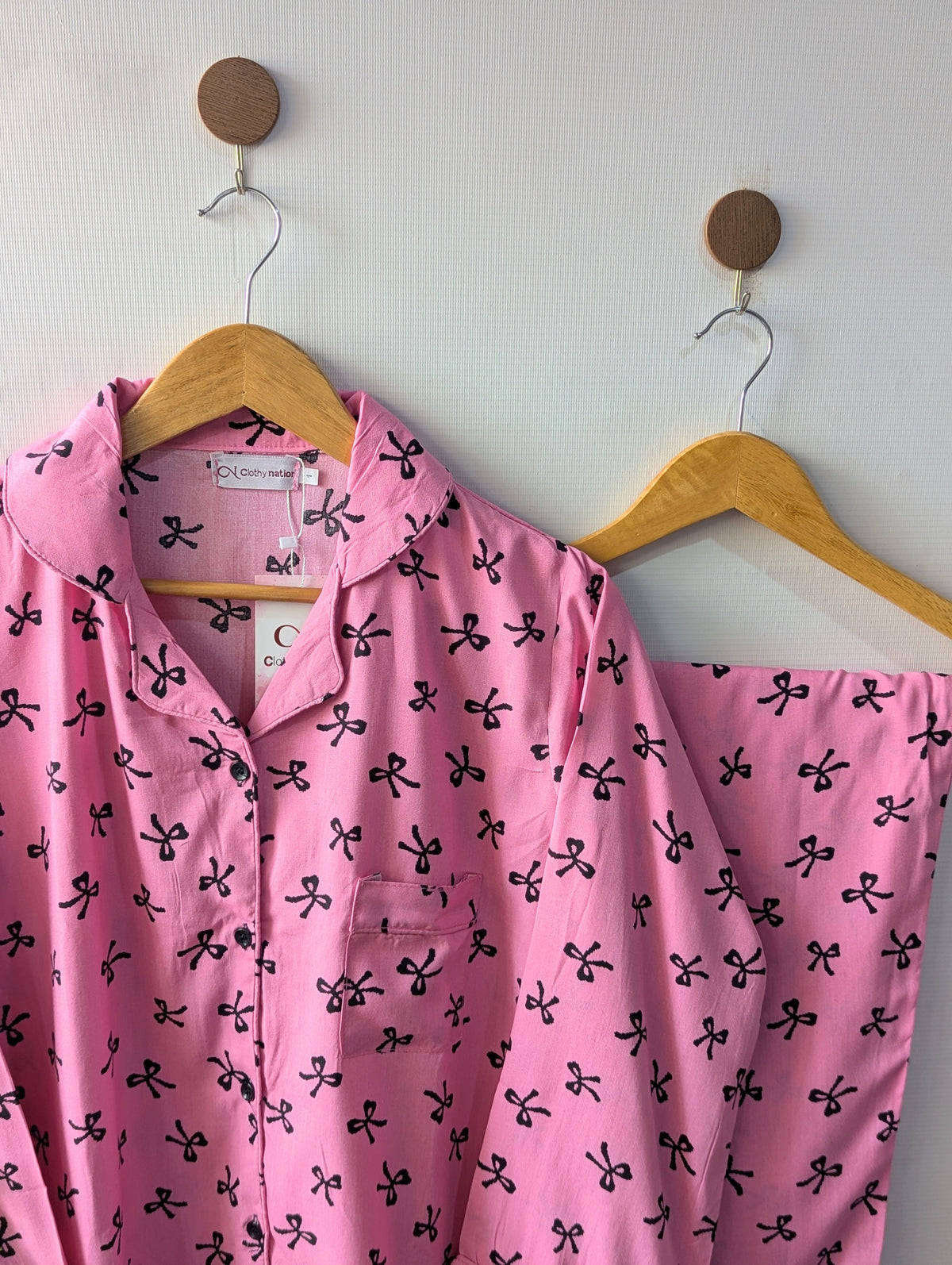 Pink Bows Linen PJ Set
