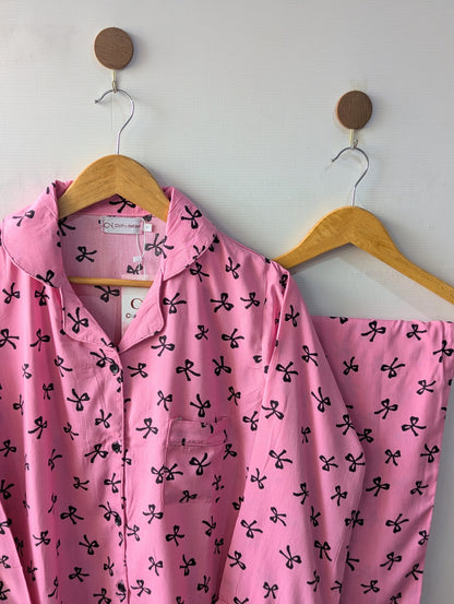 Pink Bows Linen PJ Set