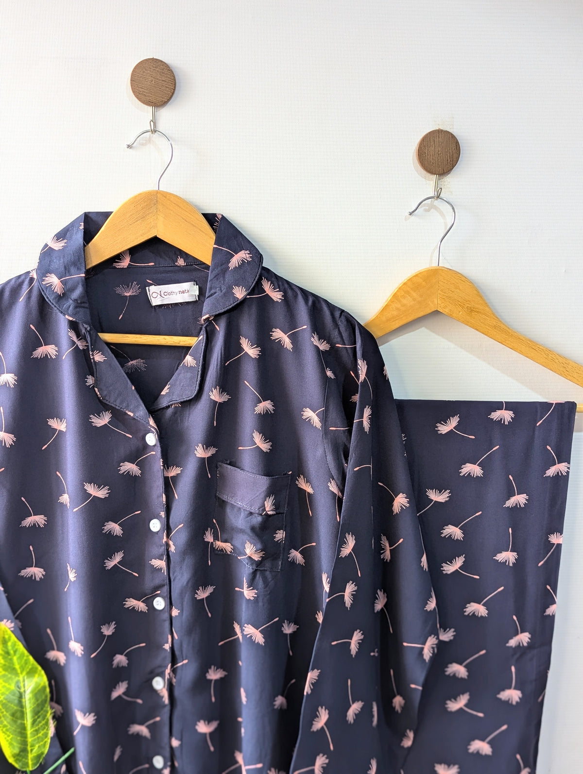 Navy Petals Linen PJ Set