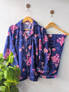 Navy & Pink Florals Linen PJ Set