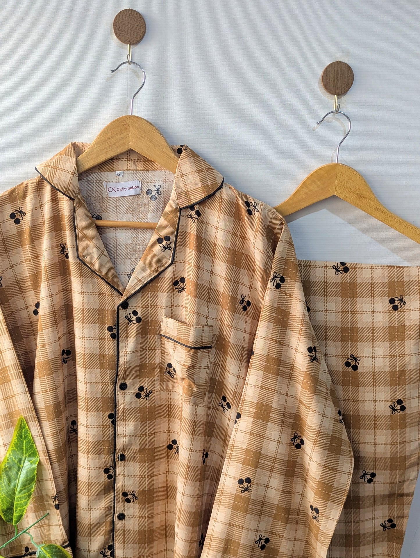 Checkered Cherry Linen PJ Set