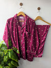 Burgundy Hearts Linen PJ Set
